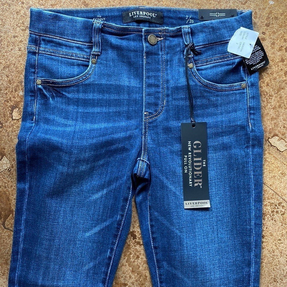LIVERPOOL medium wash the skinny‎ cropped ankle stretch jeans